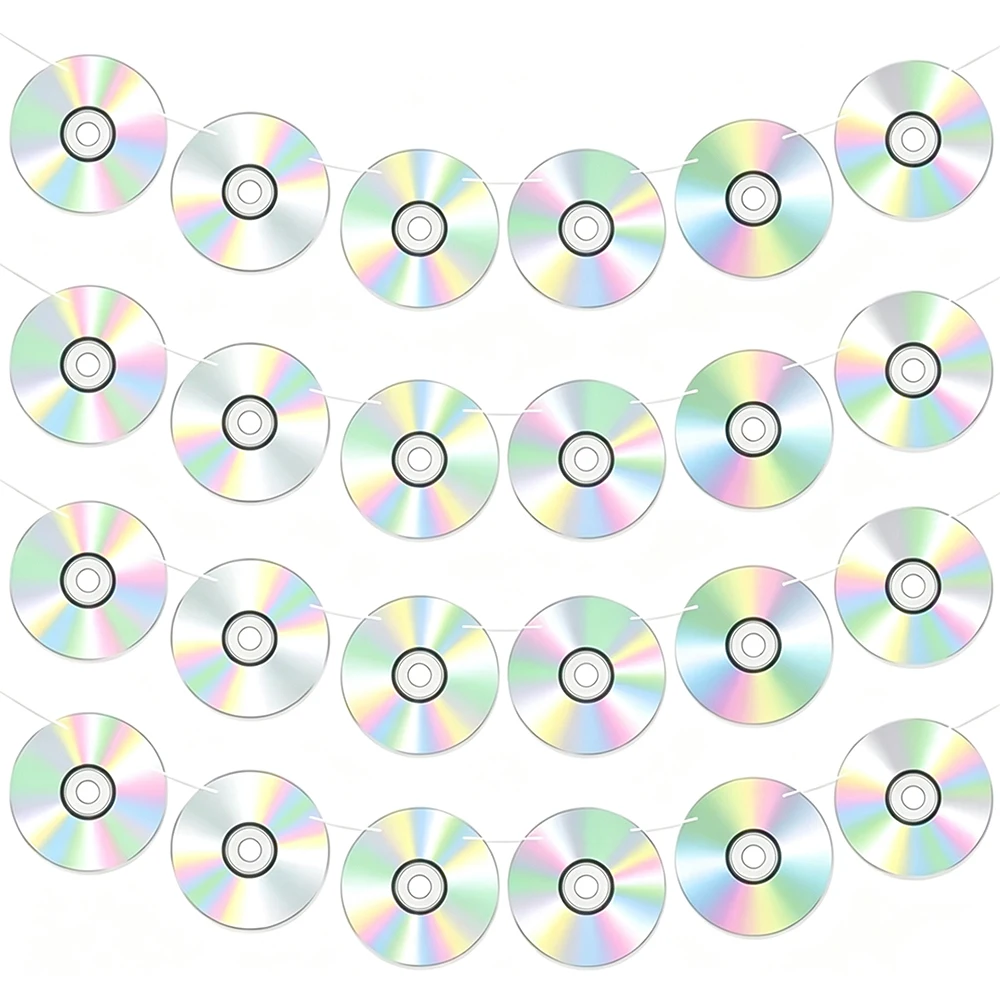 CD-Papierbanner, Retro-Thema der 90er Jahre, Disco-CD-Hängegirlanden, 90er-Jahre-Geburtstagsparty, Musik, Party, Wanddekoration, Zubehör