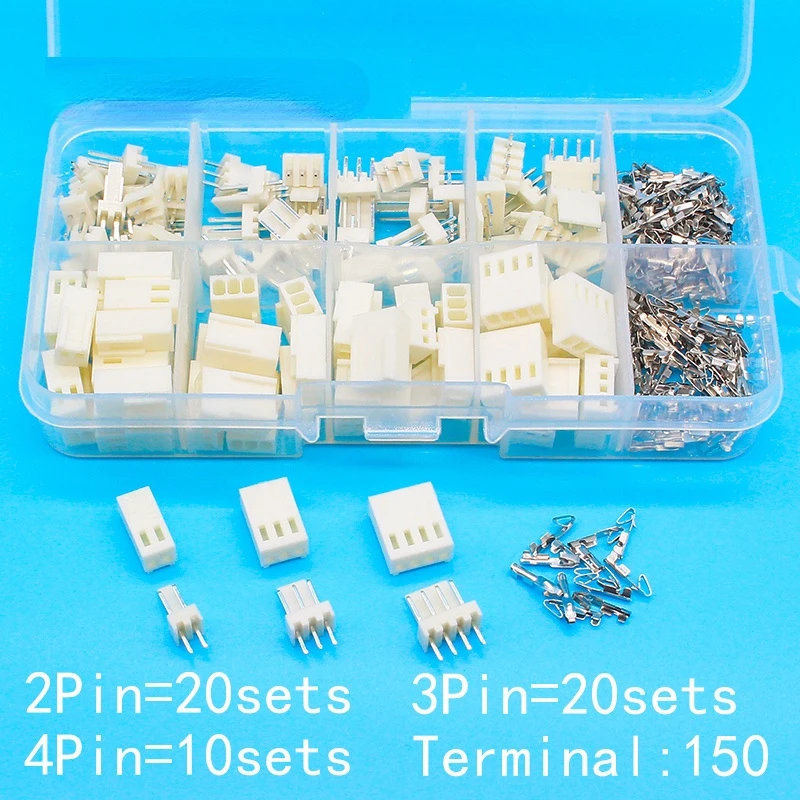 KF2510 Kits 50 sets Kit in box 2p 3p 4 pin 2.54mm Pitch Terminal / Housing / Pin Header Connectors Adaptor