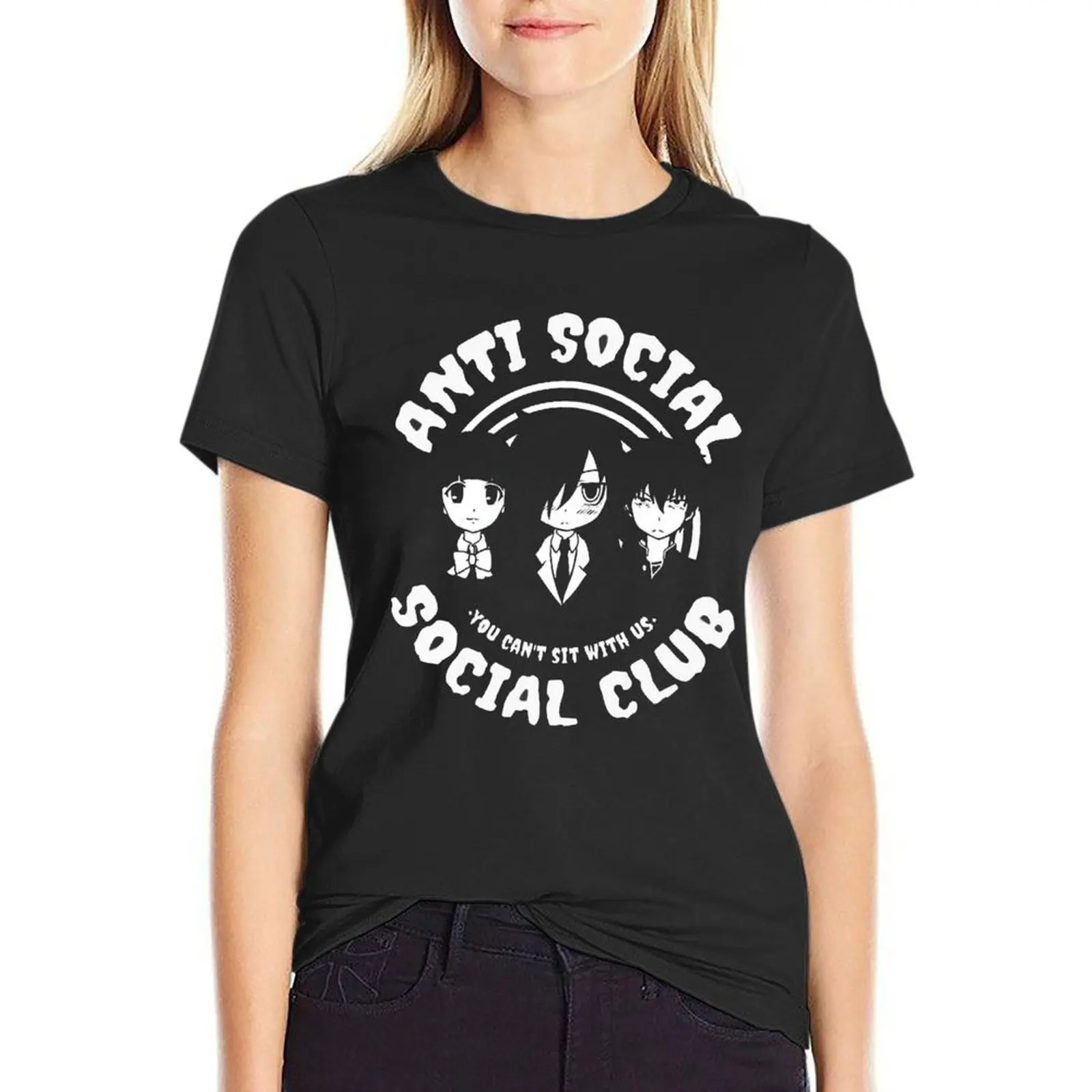 

Watamote Can't Sit With Us T-Shirt anime clothes hippie clothes korean fashion graphics tshirts for Women