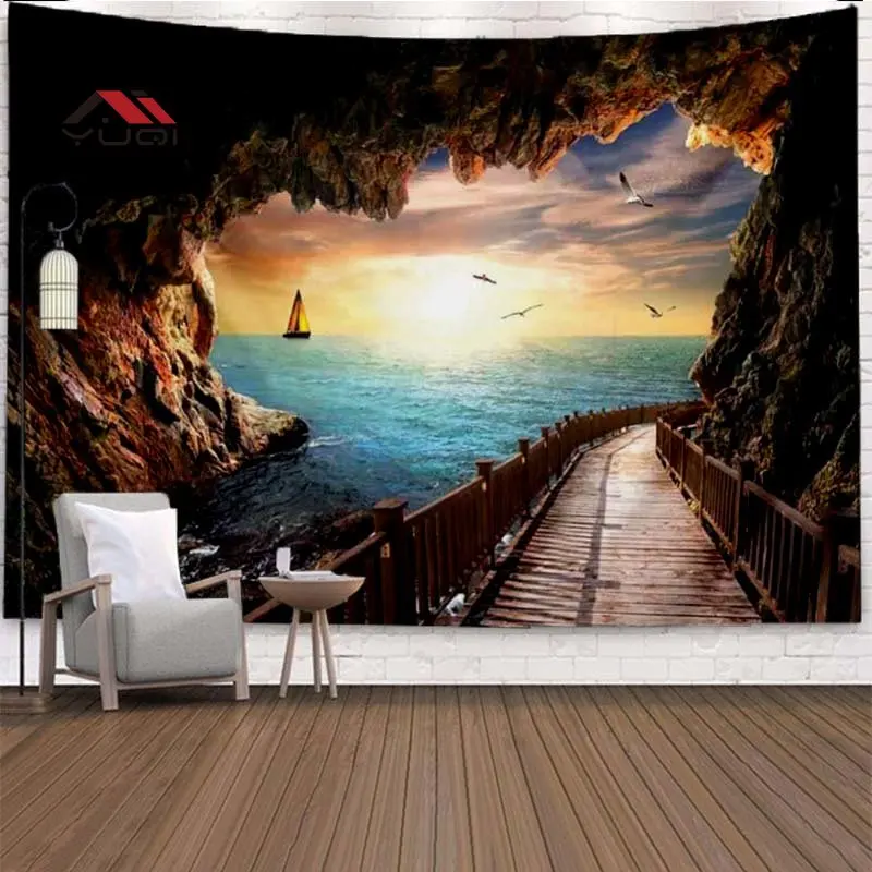 

Пещера пейзаж шаблон 3D Печатный гобелен домашний декор искусство гобелен Ландшафтный Декор Фон Стена гобелен на диван 6 размеров
