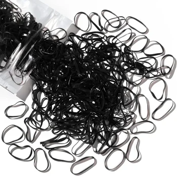 500 Pezzi/Sacchetto Elastici per Capelli Neri/Rosa/Beige/Grigi, Fasce Elastiche Morbide in Gomma