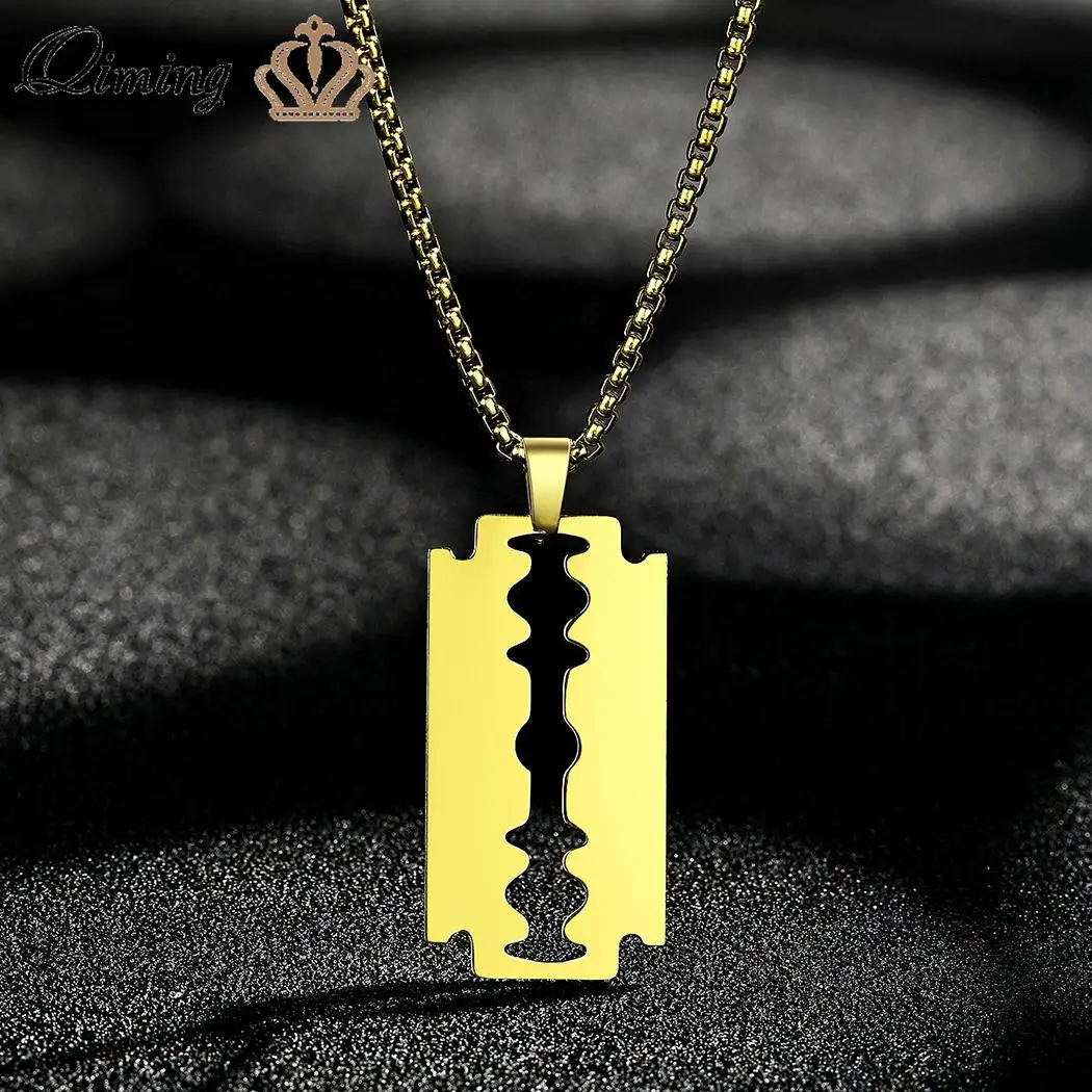 Razor Blade Pendant Chain Choker Necklace