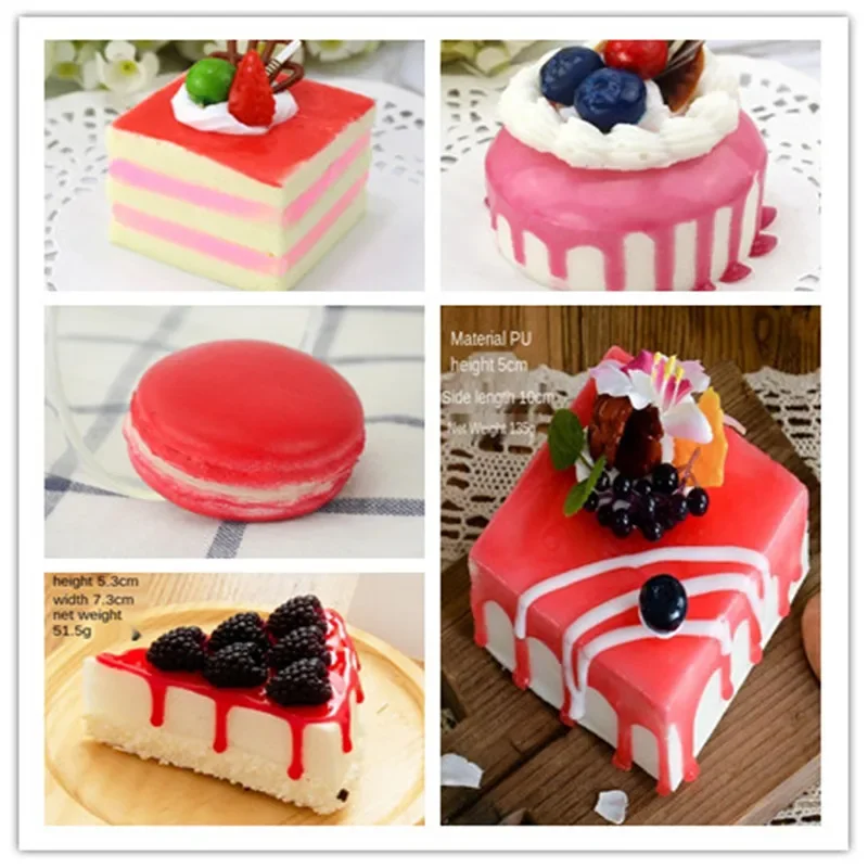 Food Model 1pc Artificial Simulation Fruit Cakes/Macaron/Triangle Mousse Cakes for Photography Decor