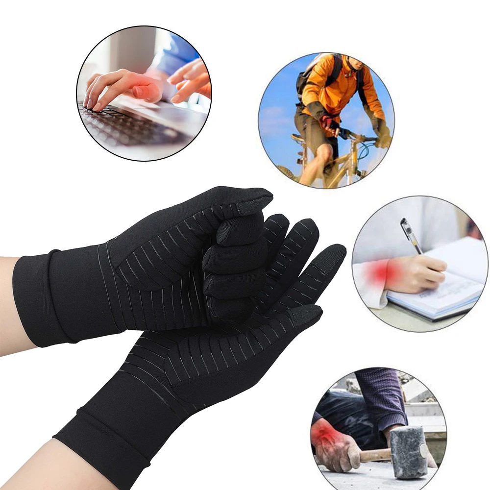 1 Pair Copper Compression Arthritis Gloves-Touchscreen Tips-Relief for Hand Pain,Rheumatoid,Inflammation,Tendonitis compression gloves