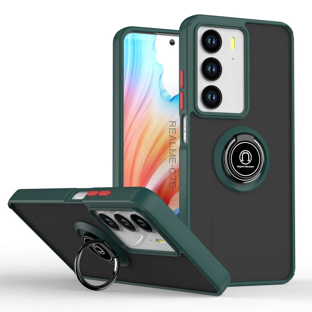 Rotatable Bracket Case with Metal Ring Car Holder Cover