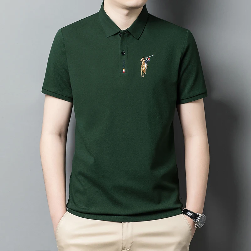 

Men's Summer Polo Shirt High Quality 100% Cotton Business Paul Casual Embroidery Short Sleeve Top Fashion Luxury Brand