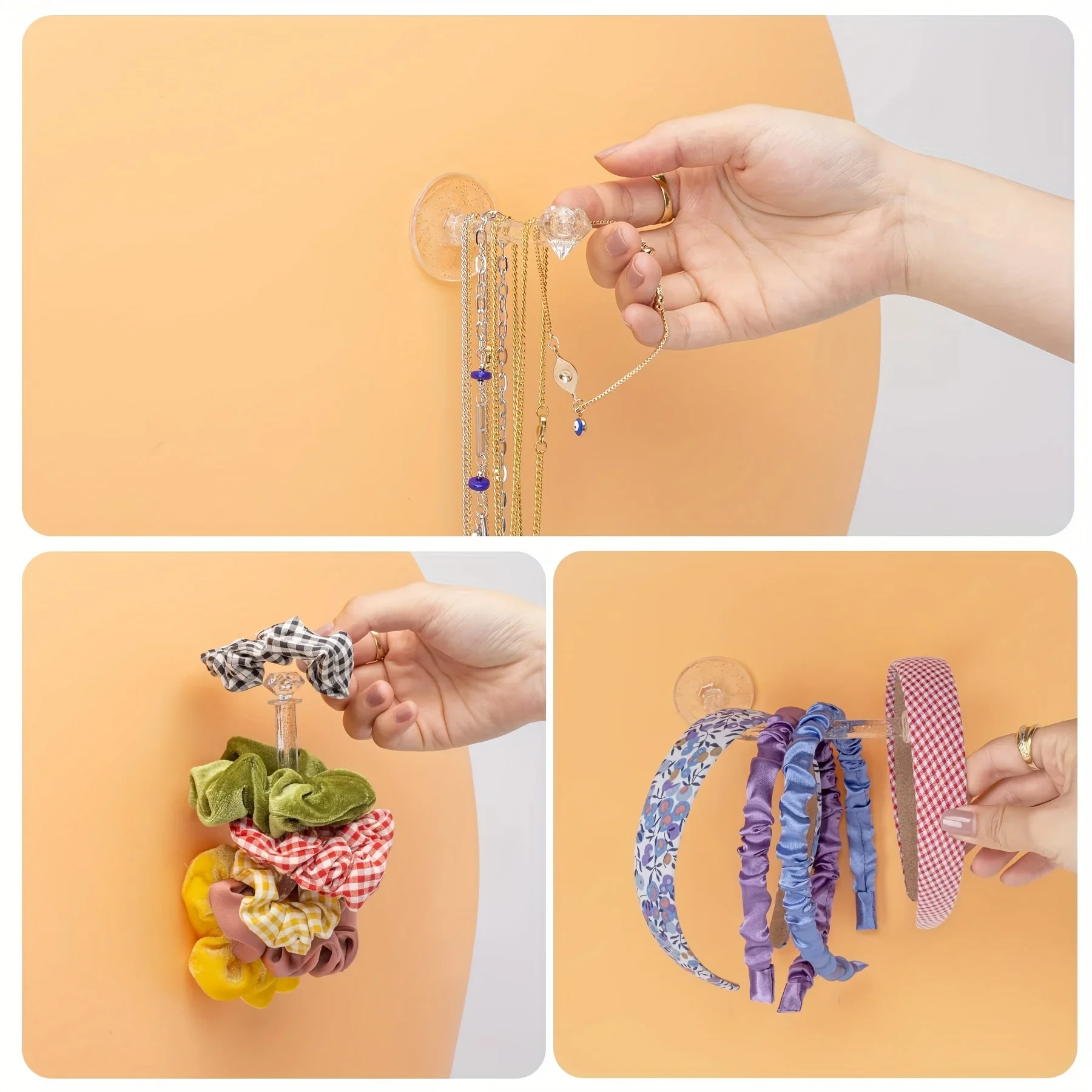 Klarer Acryl-Haarband-Präsentationsständer, Scrunchie-Organizer mit Aufbewahrungsregal für Haaraccessoires und Haarbänder – Detail 6