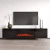 Floating Fireplace TV Stand for TVs Up To 80", Modern High Gloss 72" Entertainment Center, Wall Mounted Electric Fireplace 2