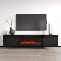 Floating Fireplace TV Stand for TVs Up To 80", Modern High Gloss 72" Entertainment Center, Wall Mounted Electric Fireplace 2
