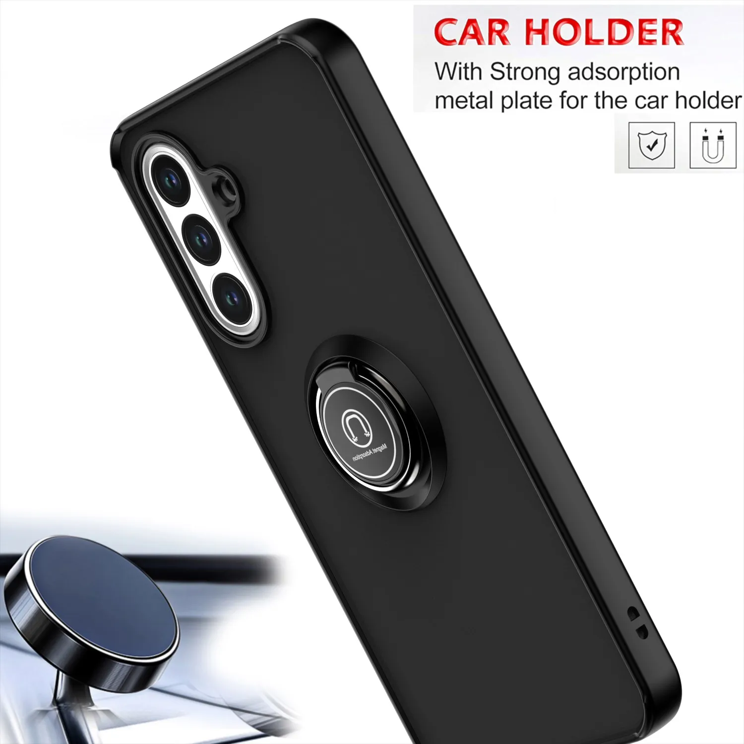 Enhanced Armor Matte Shockproof Case with Magnetic Ring Stand