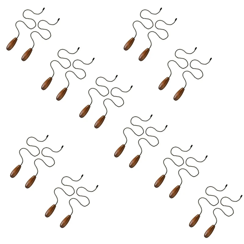 

20 Pieces Ceiling Fan Chain Pulls Wooden Pull Chain Extension Pull Chain For Ceiling Light Lamp Fan Chain (Walnut Color)