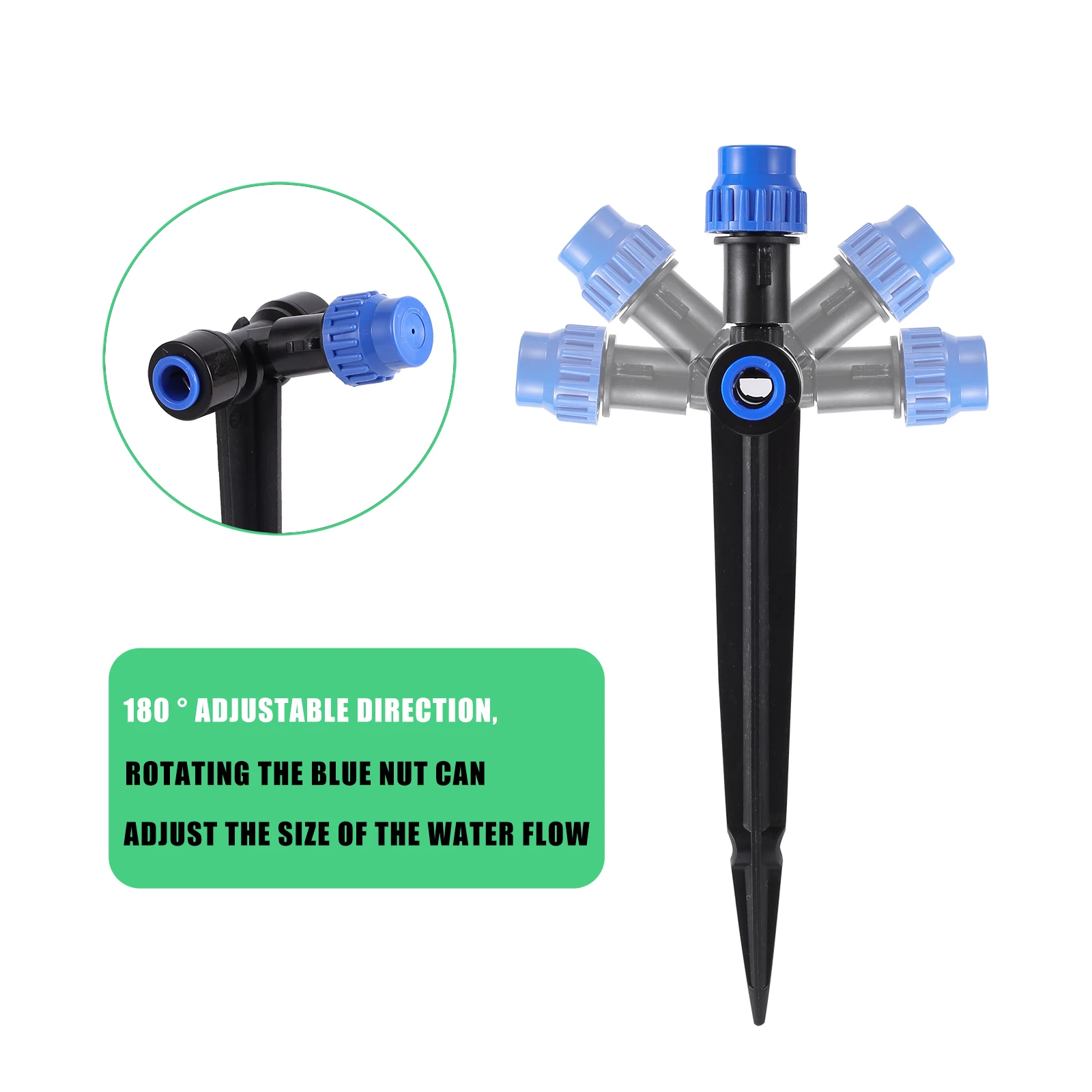 10pcs Adjustable Bracket 8 Hole Sprinkler 180&deg; Rotatable Micro-spray Droplet Emitter Watering Sprinkler Garden Irrigation Tools