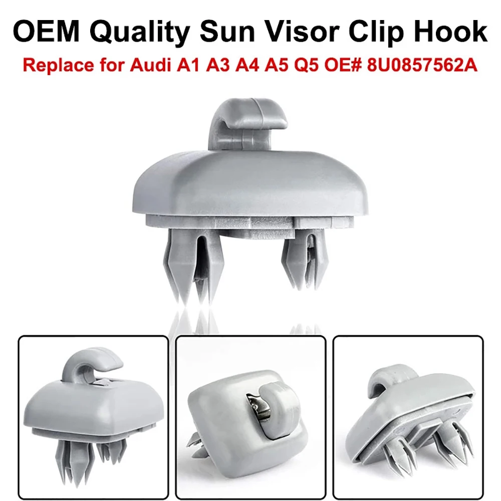 2pcs Car Sunshade Sun Visor Retainer Hook Black Gray Beige Fastener Clip Holder Bracket For Audi A4 S4 A5 S5 Q3 Q5 TT 8U0857562A