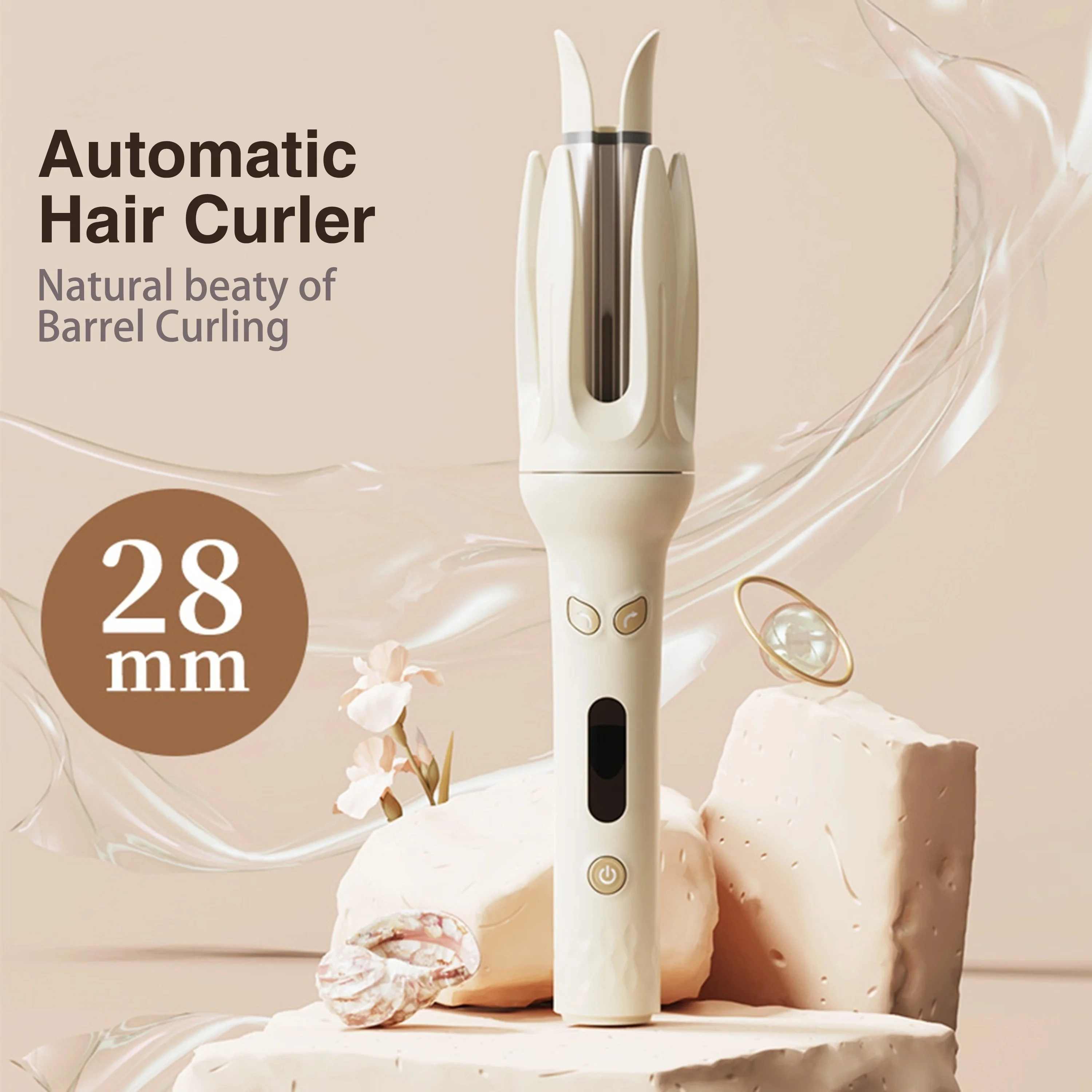 Automatic Hair Curler, 28mm Barrel, 4 Temperature Modes, Negative Ion Generator, Smart Timer and Sensor, Auto Off for Safety