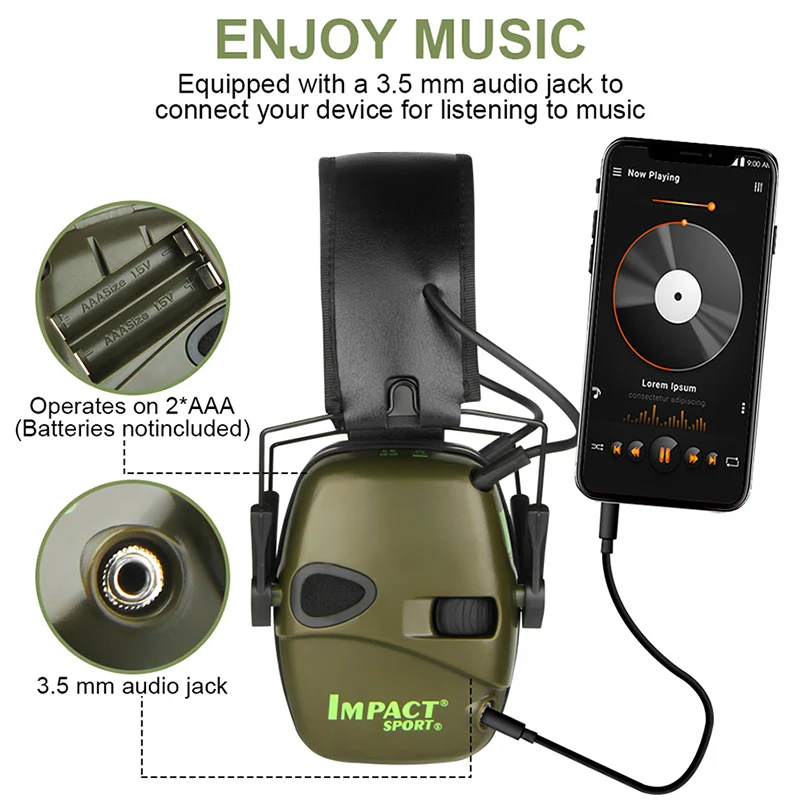 Electronic Shooting Earmuffs Tactical Impact Sound Amplification Headset Ear Protection Anti-noise Ear Muff Outdoor Sports 1pc