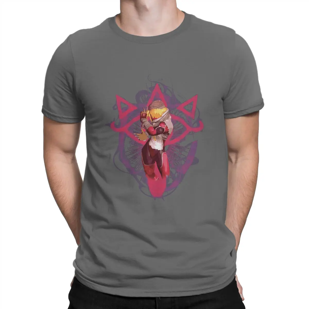 thumbnail image 1 of Camisetas Sheik Pose para hombre, algodón, vintage, cuello redondo, Z-Zelda, manga corta, tallas 4XL y 5XL., 1 of 7