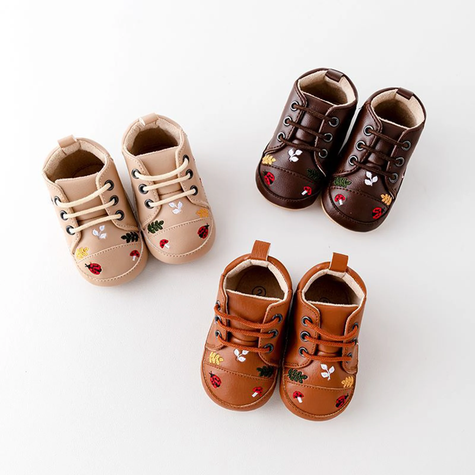 Baby Casual Shoes Infant Flats PU Leather Embroidery Soft Sole Non-slip First Walker Moccasins Toddler Shoes for Girls Boys