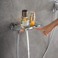 ก๊อกน้ำฝักบัวติดผนังห้องน้ำ สีโครเมียม/สีเทา แบบก้านโยกเดี่ยว ผสมน้ำร้อนน้ำเย็น พร้อมฝักบัวมือ 6