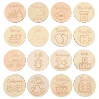 16 Pcs Toy Box Labels Wood Round Tags Storage Containers Bins ganizer Wooden Discs Circle Tag Home Storage ganization 1