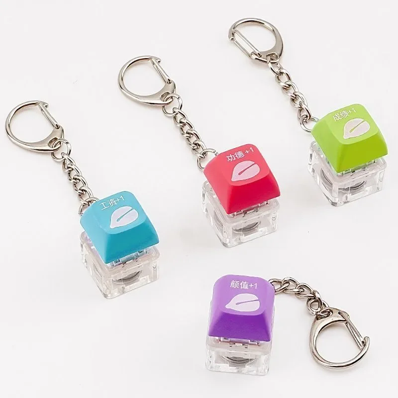 Luminous Fingertip Button Stress Relief Toys with Keychain Fidget Button Keycap Decompression Toy Finger Antistress Fidget Toy
