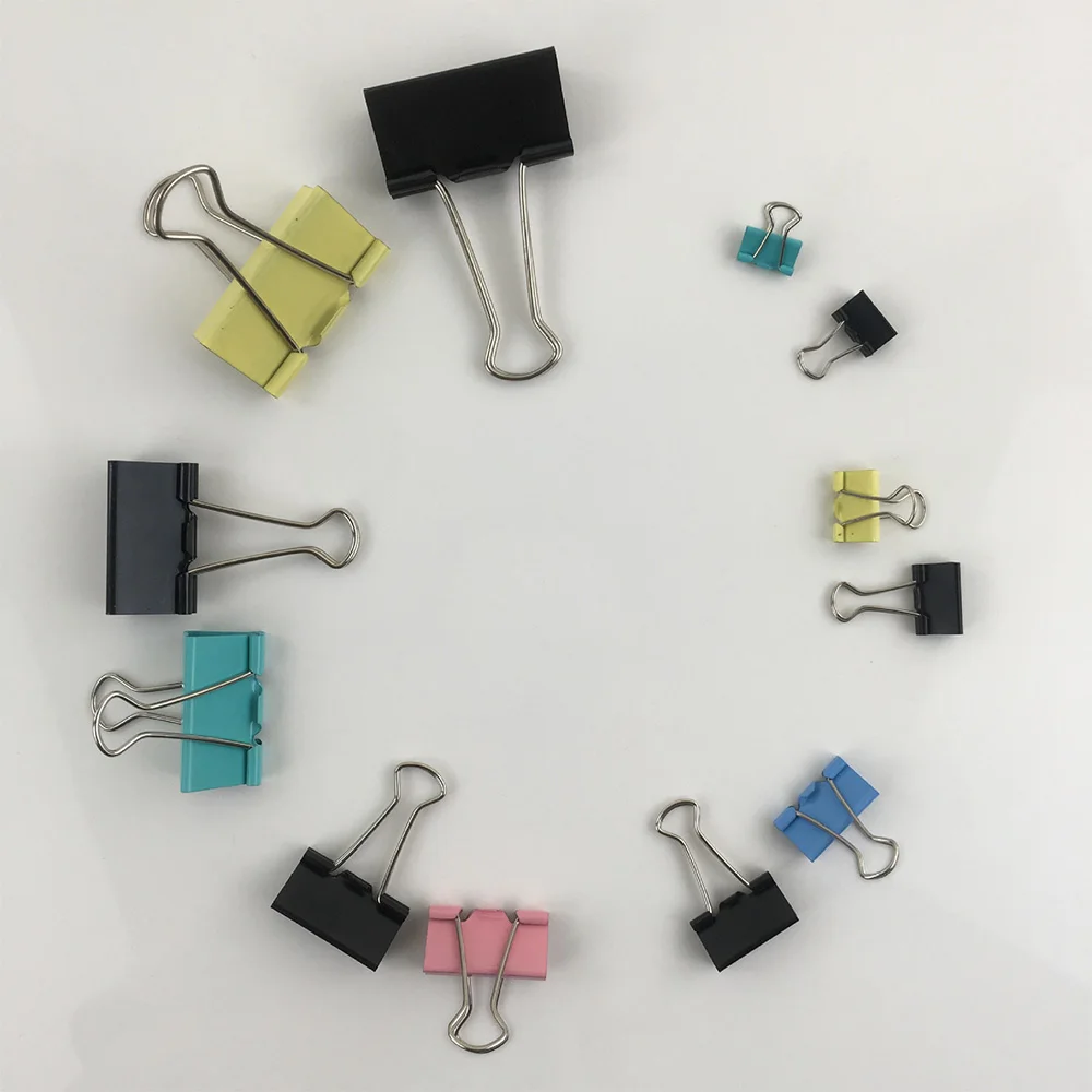 10 pcs Black Metal Binder Clips Notes Letter Paper Clip Binding Securing  c。qo