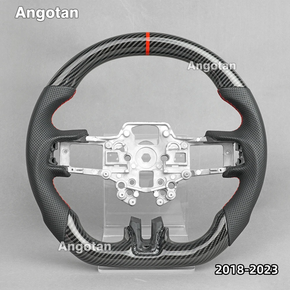 LED Real Carbon Fiber Steering Wheel for Ford Mustang EcoBoost GT Shelby GT350 2015-2017 2018-2023 Hydro-Dip Carbon/Full Leather view 5