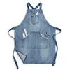 Custom cotton denim fabric Apron with Pockets Jean Apron for Hairstylist tool pockets 6