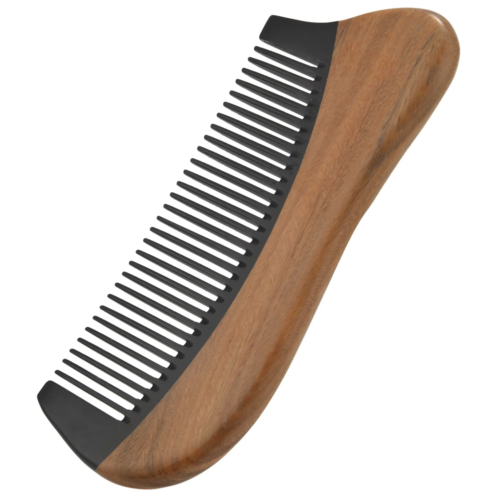 

Natural Green Sandalwood Hair Comb - No Static Wooden Fine Tooth Black Horn Comb (Green sandalwood)