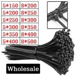 Self-locking Plastic Nylon Cable Tie 5*200mm 5*300mm Black Cable Tie Fastening Ring 8*500mm Large Cable Tie Zip Wrap Strap Tie