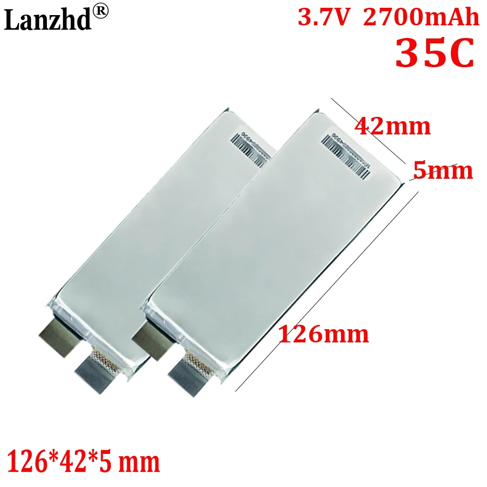 

High rate 35C lithium battery 3.7V 2700mAh For Automobile emergency starting power supply battery 5042126 126*42*5mm