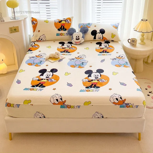 Disney-sábanas estampadas con dibujos animados para niños, protectores de  colchón antideslizantes, Stitch, Mickey Pooh, agradable para la piel, ropa  de cama - AliExpress