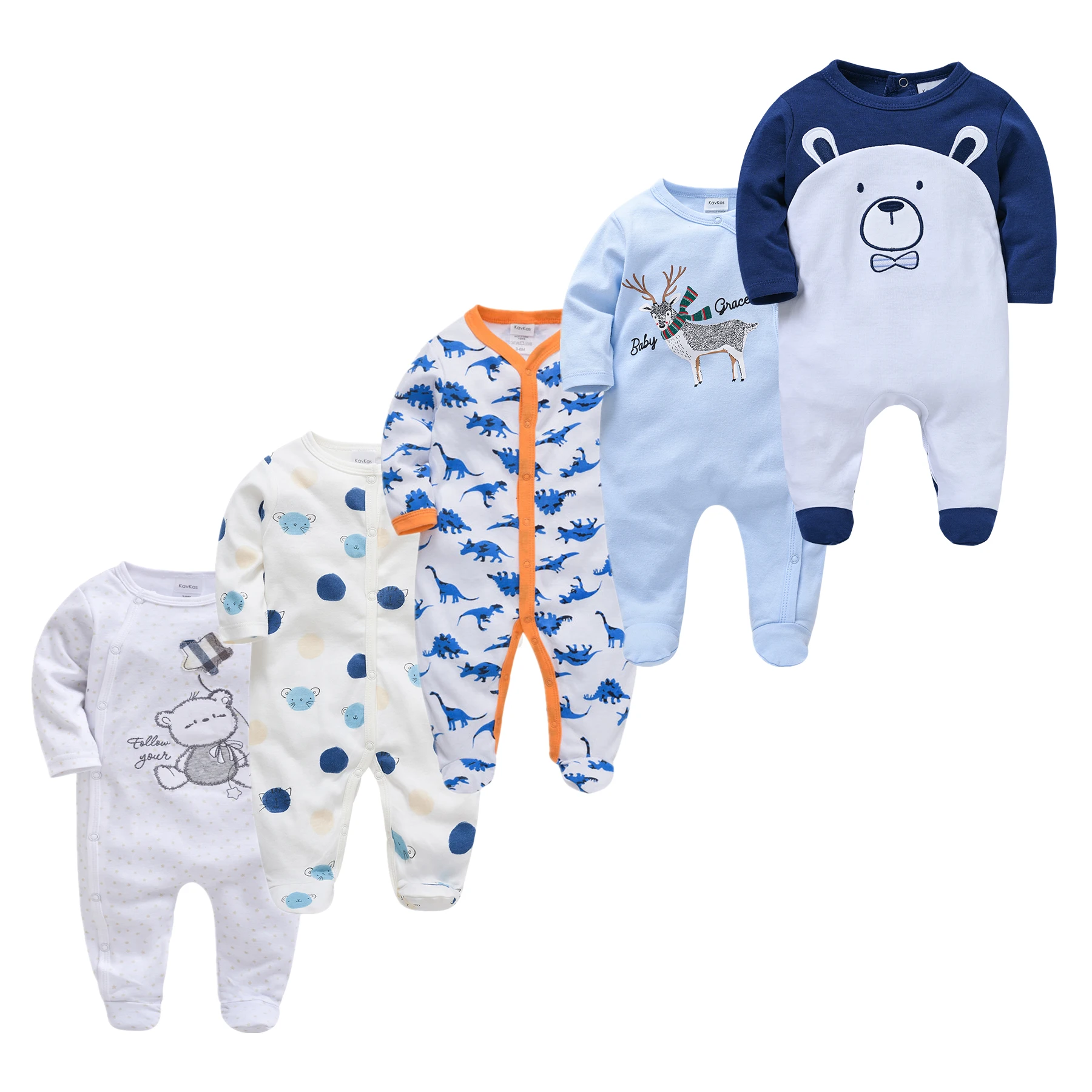 Baby Boys Jumpsuits Ropas Infant Cartoon Pajamas Long Sleeve Spring Toddler Clothes 5/3Pcs Newborn Boy Girl Onesie 100% Cotton