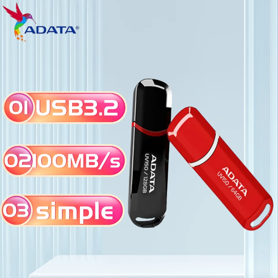 

ADATA USB 3.2 128GB 256GB USB Flash Drive 64GB U Disk High Speed Pen Drive 32GB Pendrive Portable Flash Drive UV150 Black
