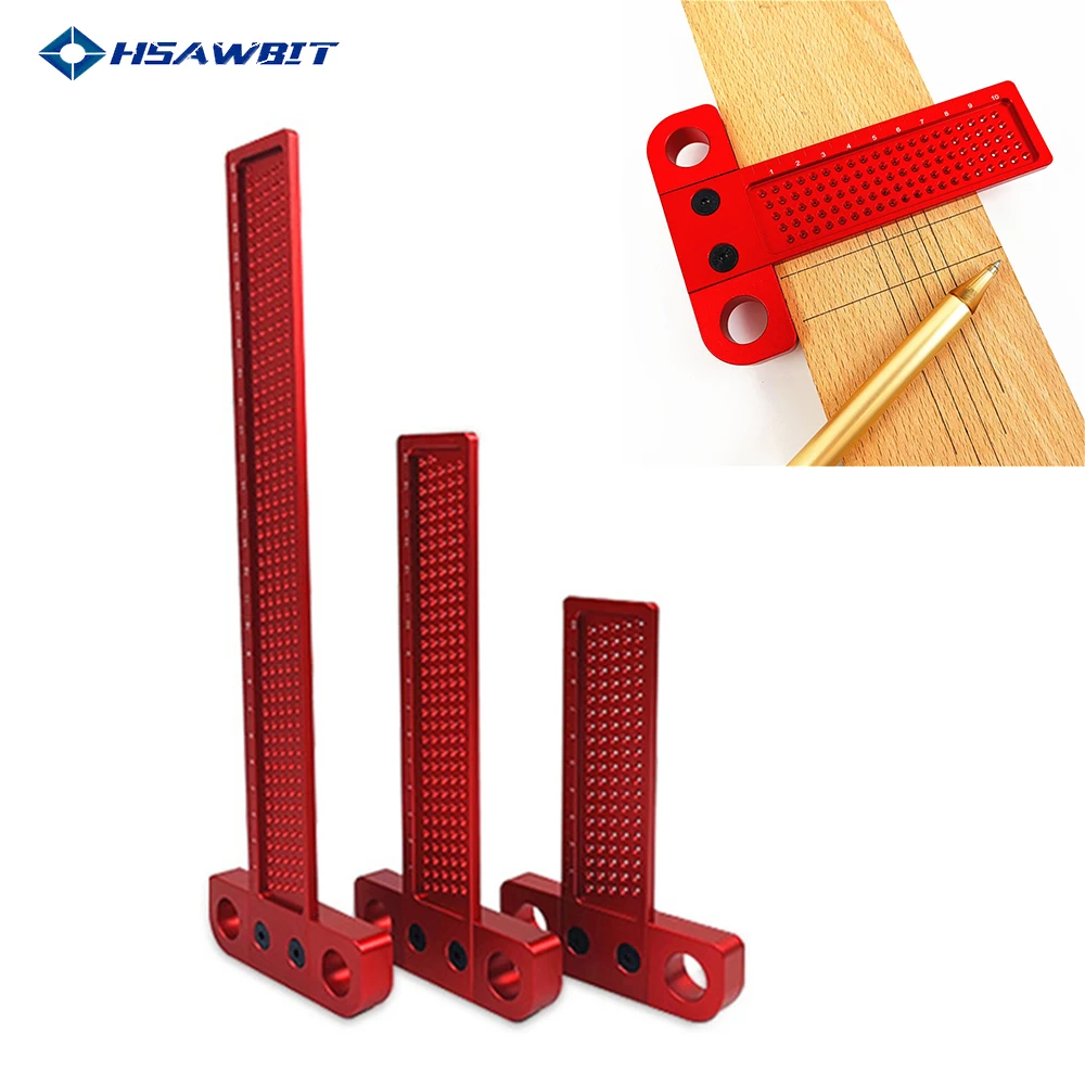 

Woodworking Scribe 100-400mm T-type Ruler Hole Scribing ruler Aluminum alloy Line Drawing Marking Gauge DIY Measuring Tools