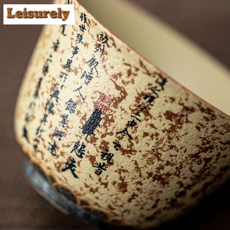 133ml Hand-painted Lanting Preface Firestone Red Gaiwan Retro Tea Tureen Tea Bowl With Lid Kit Tea Making Cover Bowl Supplies