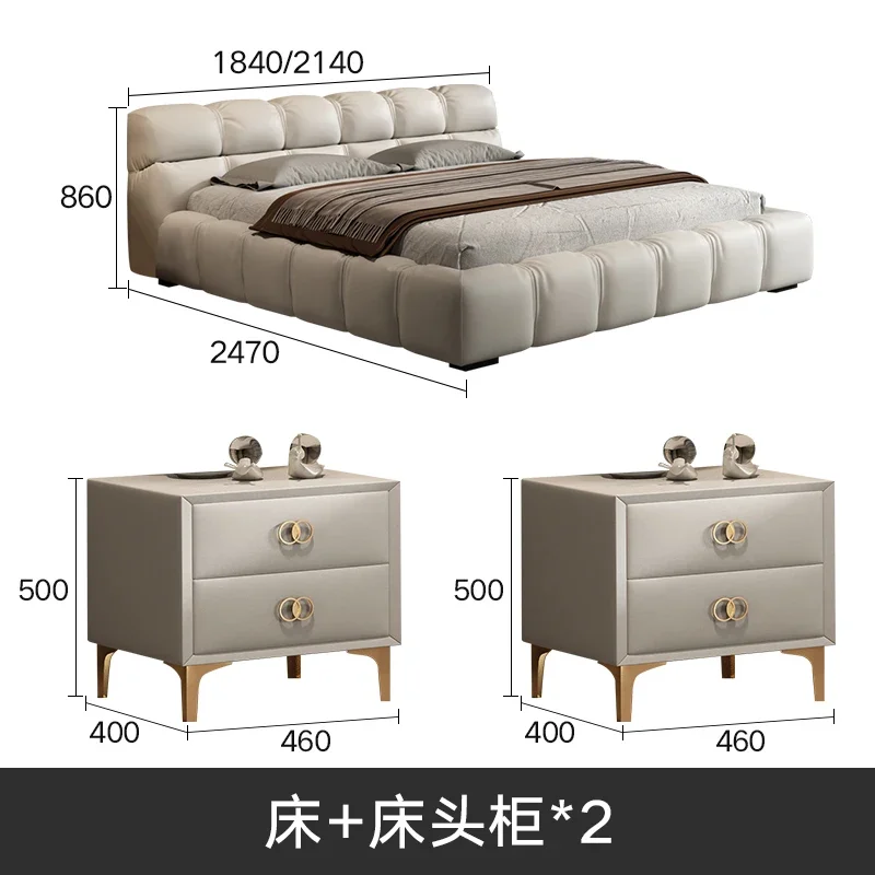 

Puff bed disposable Technology cloth bed Italian minimalist double light luxury modern simple bread bed master bedroom net red