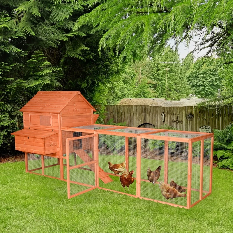 

145" Chicken Coop Large Chicken House Rabbit Hutch Wooden Poultry Cage Pen with Run & Inner Hen House Space For Backyard