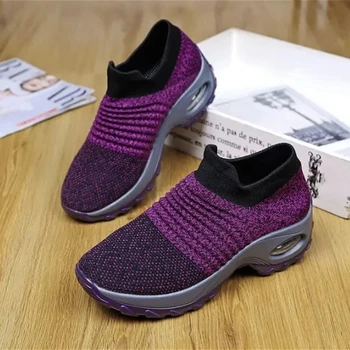 أحذية للنساء موضة الصيف سهلة الارتداء شبكة مسامية مريحة سميكة سوليد الأحذية تصحيح أحذية المشي في الهواء الطلق متعددة الاستخدامات 6