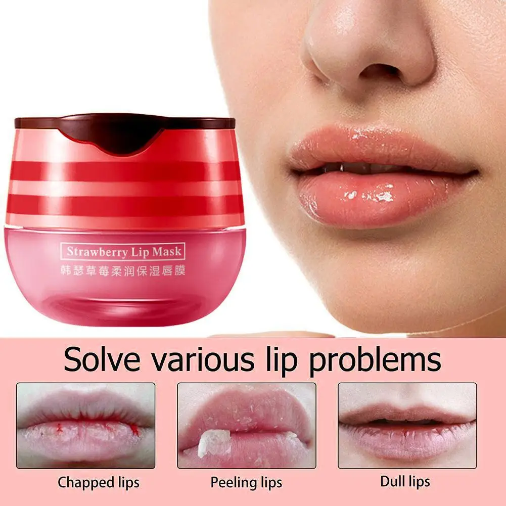 

New Lip Sleep Mask Night Sleep Maintenance Moisturizing Lip Gloss Bleach Cream Nourishing Lip Care Strawberry Honey