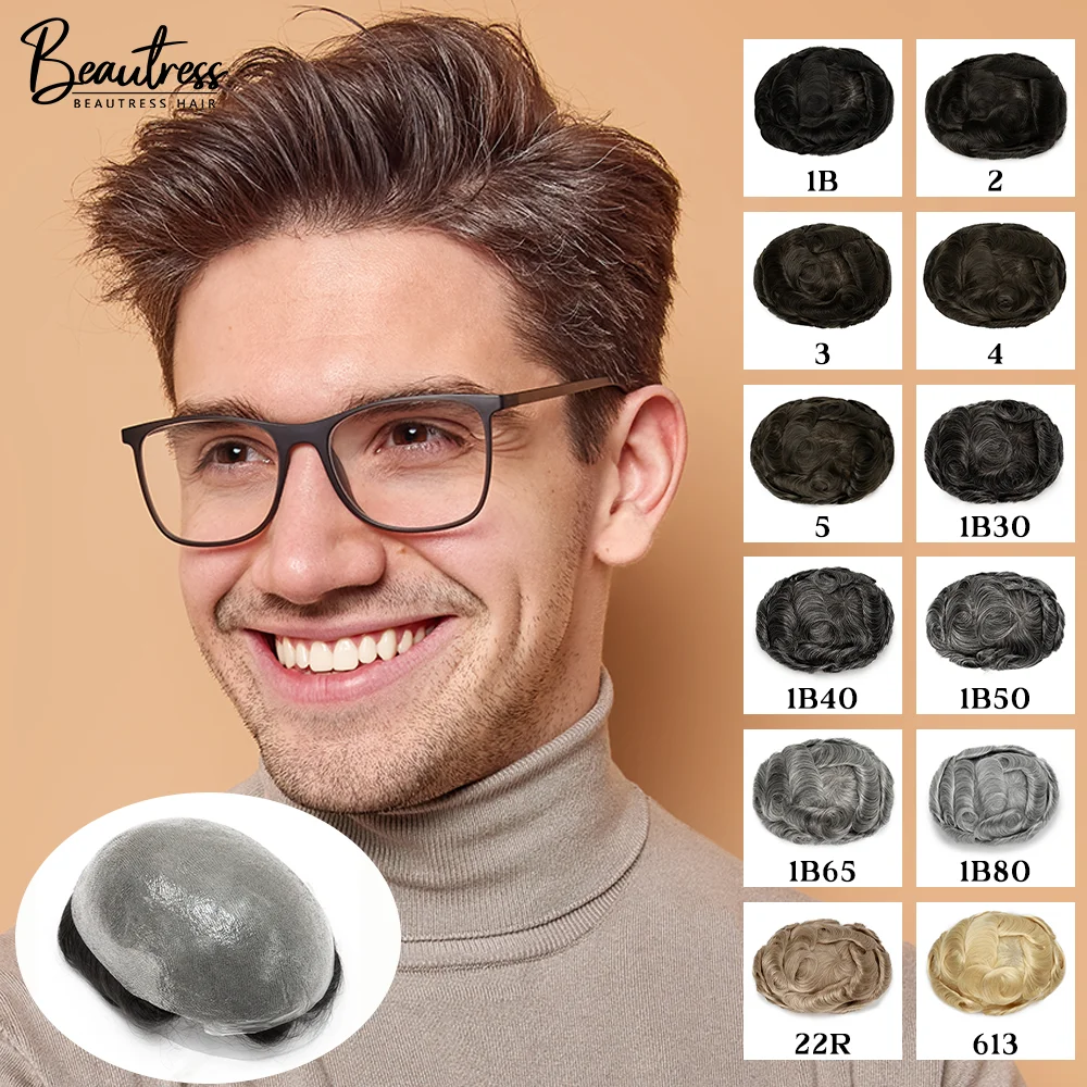 

Men's Capillary Prothesis Skin Toupee Men Wigs For Men Toupee Wig Male Hair Prosthesis 100% Human Hair System 0.03mm V loop