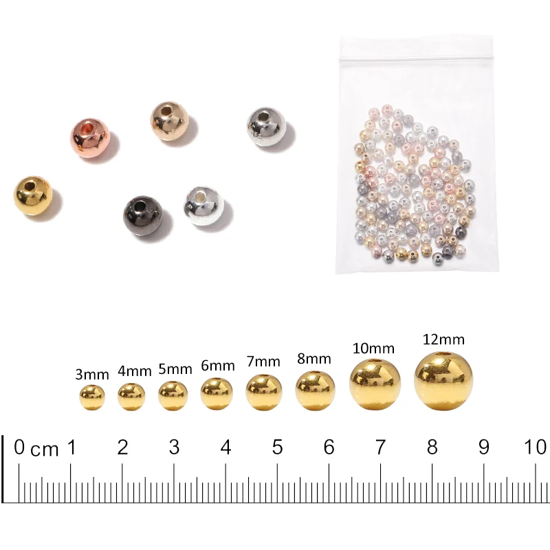 1500 Perline Rame Oro 4 Mm, Lisce E Lucide, Per Gioielli Fai Da Te, Bracciali E Collane - 2