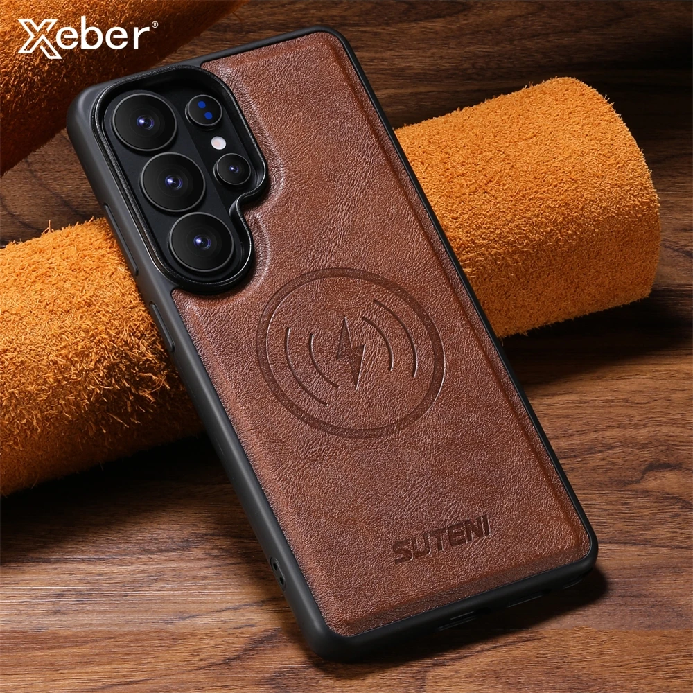 Luxury Faux Leather Phone Case with Magsafe Magnetic Charging & Frosted Finish