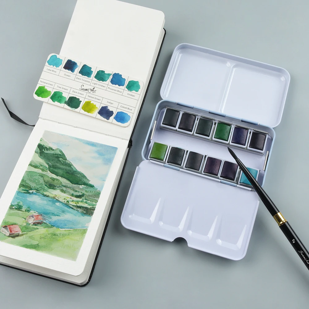 Watercolor Paint Solid Transparent Acuarelas Travel Hand Account Water Color Painting Illustration Art Supplies