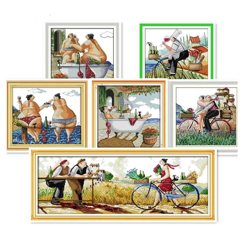 Cross Stitch Kit Cartoon Count Print 18ct 14ct 11ct Cotton Thread DIY Handmade Needlework