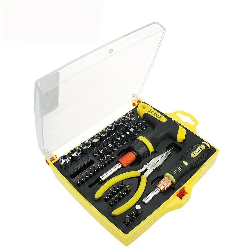 

59pcs T-type Ratchet Wrench Set & Screwdriver Set , Tool Box