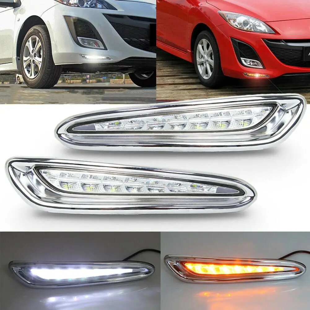 

1 Pair Car Led Daytime Running Lights 6000k-6700k Dc 12v Drl Fog Lamp Compatible For Mazda 3 Axela 2010-2013 Drop Shipping