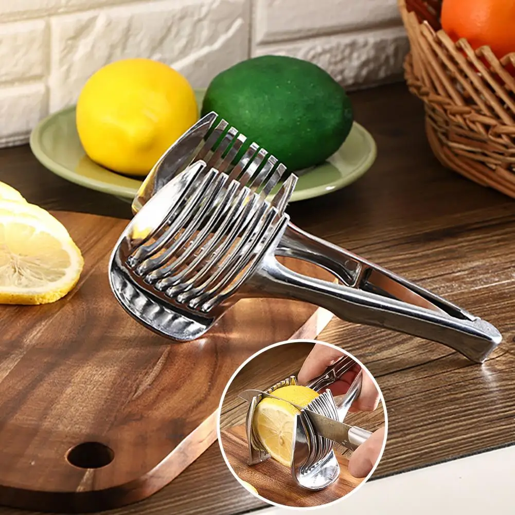 Kitchen Fruit Slicer Vegetable Tomato Clip Holder Lemons Potato Cutter Tool  Pickle Container For Restaurant - Temu