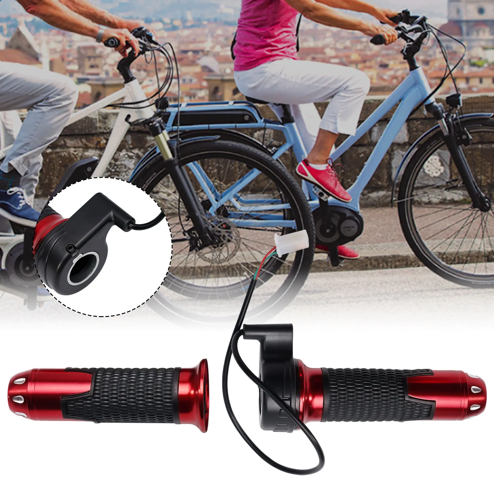 

Bicycle Throttle ABS+Aluminum Alloy Cycling Accessories Electric Bike Twist-Throttle High/Medium/Low Speed/Forward/Reverse