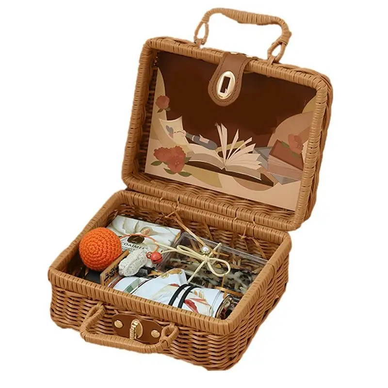 Rattan Geschenk box handgemachte natürliche Bambus gewebte Korb mit Griff  Mehrzweck Brautjungfer Geschenk boxen Behälter für Hochzeit Geburt -  AliExpress