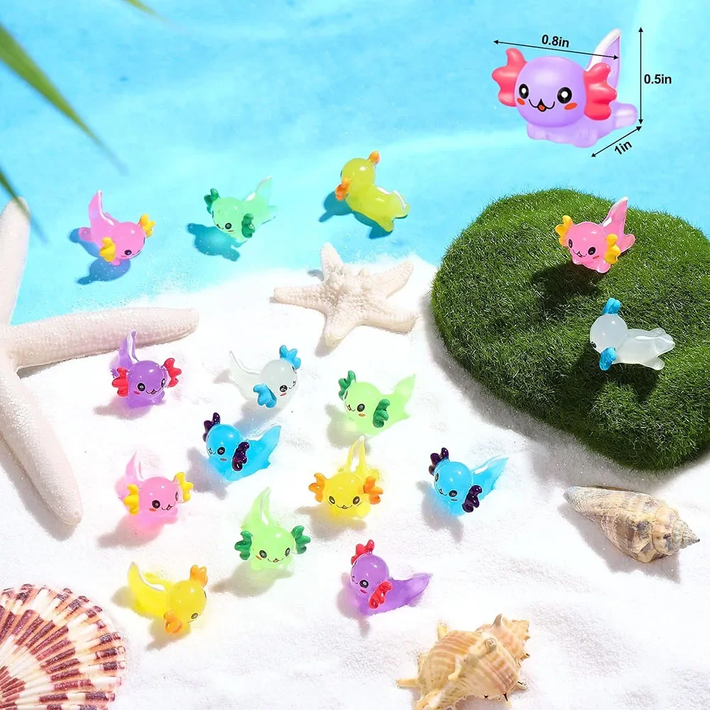 24 Pezzi Mini Axolotl in Resina, Miniatures Resina Luminoso Divertenti Statuette di Animali per Fai da Te Giardino Fata Paesaggio Ornamento per Casa Delle Bambole Piante in Vaso Decorazioni